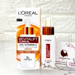 Serum L'oreal Revitalift Clinical 12% Vitamin C + HA tinh khiết - trắng sáng và căng mọng da (New)