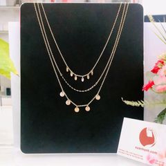 Dây chuyền H&M 3 tầng mặt tròn mix hạt màu xinh xắn #hạt màu đen