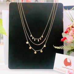 Dây chuyền H&M 3 tầng mặt tròn mix hạt màu xinh xắn #hạt màu đỏ