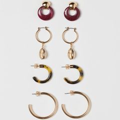 Set 4 kiểu hoa tai H&M dáng tròn da phong cách, dễ mix