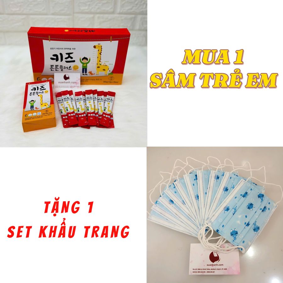 Hồng sâm trẻ em Daesan Kids Plus tăng đề kháng và chiều cao - TẶNG 1 set KTYT trẻ em