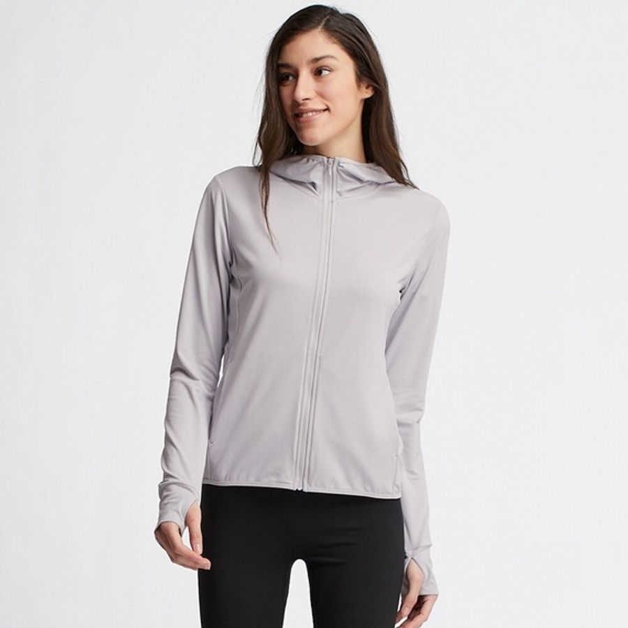 Áo chống nắng Uniqlo Airism thun lạnh thoáng mát, co giãn tốt, #02 Light Gray - size M