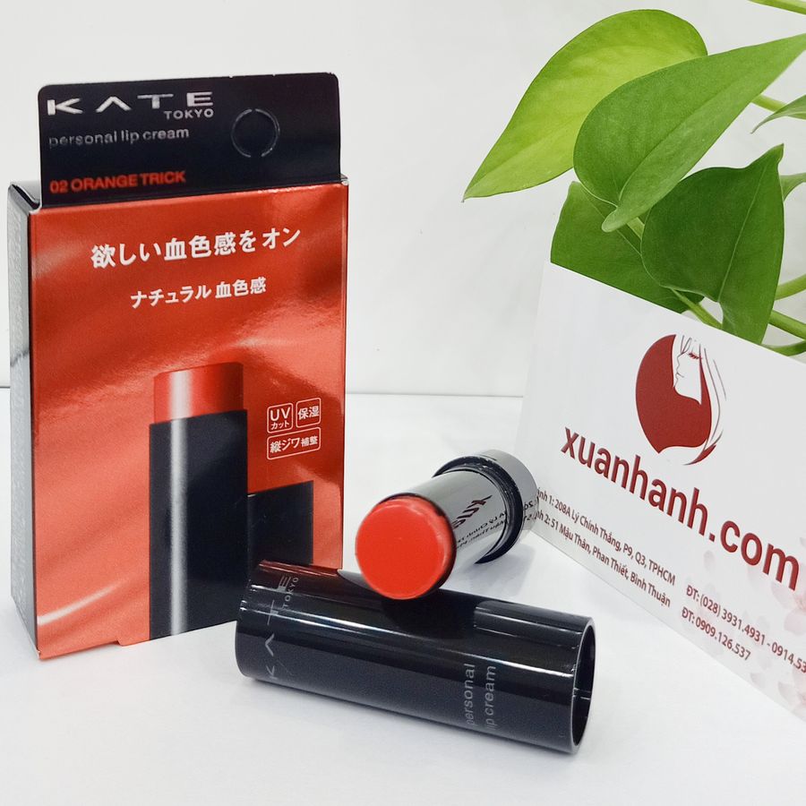 Son dưỡng có màu Kanebo Kate CC Personal Lip Cream SPF11/PA+, #02 Orange Trick cam tươi