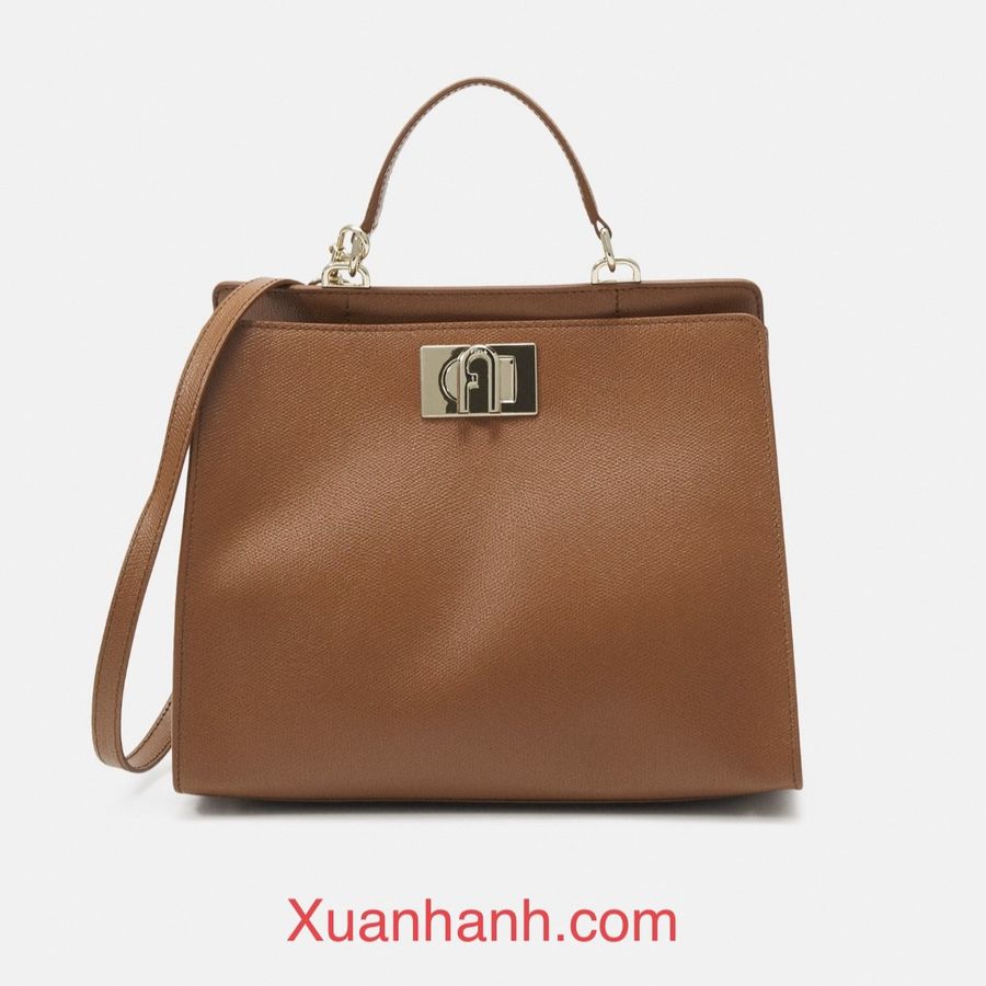 Túi xách Furla 1927 Top Handle da thật, form vuông thời thượng #Cognac (Nâu Tây)