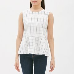 Áo Gu dạng Peplum nhẹ tôn dáng, thoải mái, dễ kết hợp hợp đồ, WHITE, size S