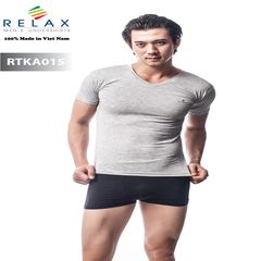 Áo thun Relax tay ngắn, cổ tim, vải co giãn, thoáng mát - RTKA015 size XL - MUA 1 TẶNG 1