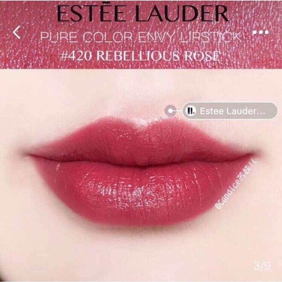 Son Estee Lauder Pure Color Envy #420 Rebellious Rose hồng đỏ nữ tính, tách set siêu đẹp