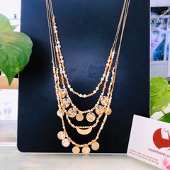 Dây chuyền H&M nhiều tầng hạt màu mix mặt tròn hợp kim sang trọng, ấn tượng 