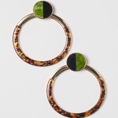 Hoa tai H&M tròn bản to, họa tiết cẩm thạch độc đáo, cá tính.