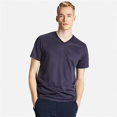 Áo thun nam Uniqlo Nhật Bản sọc chìm trẻ trung, nam tính, 69 Navy, size L