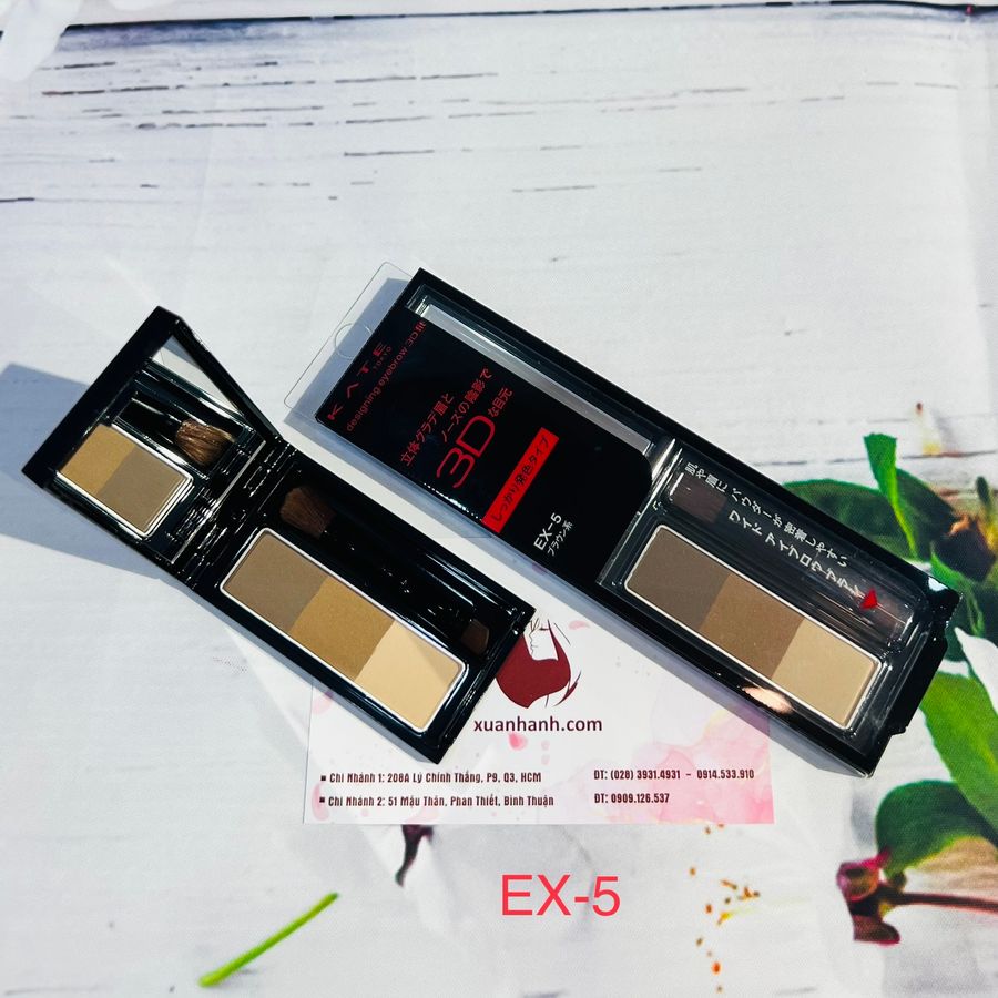 Bột vẽ mày Kanebo Kate Designing Eyebrow kèm gương, cọ, #EX-5 nâu đậm